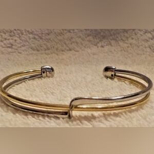 Lia Sophia “Embrace” Silver & Gold Cuff Bracelet, Brand New with tags